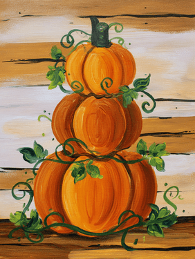 "Autumn Stacked Pumpkin Trio" — Painting