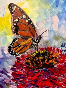 Paint Nite @ Broadway Nepean SATURDAYS: Monarch on a Zinnia — Painting