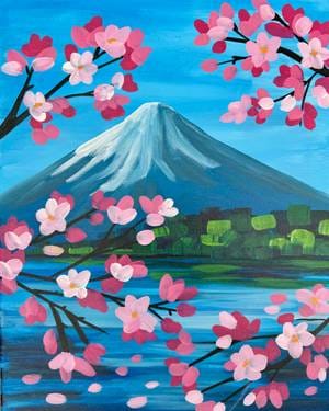 Fuji Cherry Blossoms — Painting