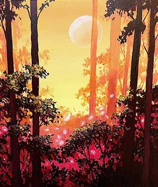 Sunset Mist Forest - Paint Nite event in Peoria, IL
