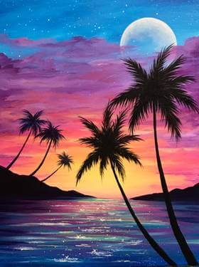 Sunset Palm Paradise - Paint Nite event in Winnipeg, MB