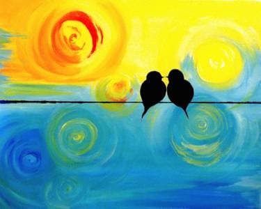 Swirly Birds on a Wire - Paint and sip event at El Tapatio - Auburn in Auburn, CA - PaintNite.com