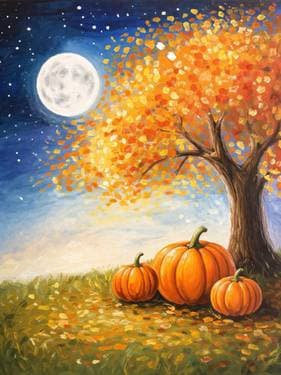 Autumn Magic Night - Paint and sip event at Caspienne (cuisine perse et pizza) in Candiac, QC - PaintNite.com