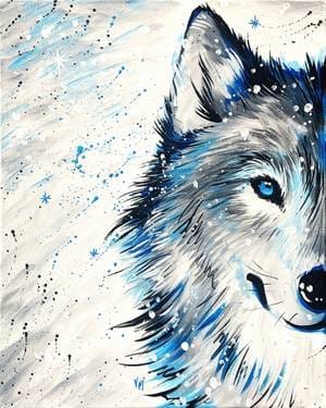 Winter Wolf in Snow — Painting