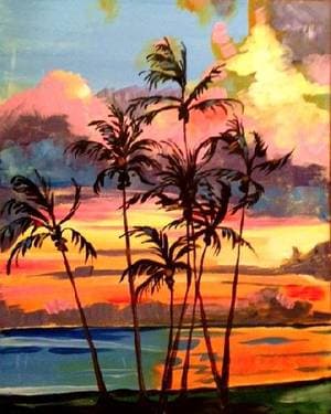 Island Palms - Paint and sip event at Tunnel Espresso in Pointe-Claire, QC - PaintNite.com