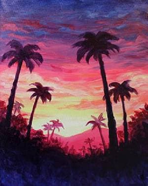 Palm Paradise - Paint and sip event at Mongolian Village Grill West in Nepean, ON - PaintNite.com