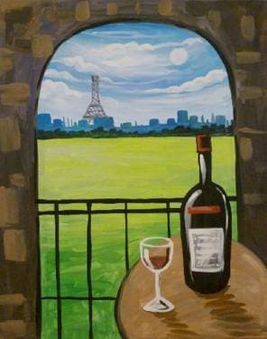 Relaxing in Paris - Paint and sip event at Sonoma Harvest Winery in Fairfield, CA - PaintNite.com