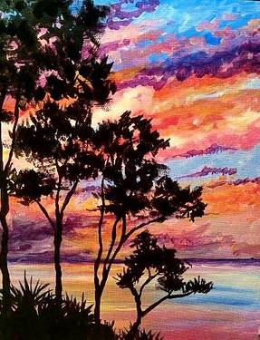 Sunset Palmettos — Painting