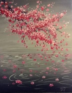 Cherry Blossom Reflection - Paint and sip event at Rossmere Country Club in Winnipeg, MB - PaintNite.com