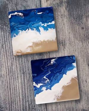 Ocean Pour Coasters Paint and Sip — Painting