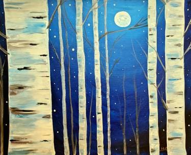 Midnight Birch Forest - Paint and sip event at Broadway Bar and Grill - Nepean in Nepean, ON - PaintNite.com