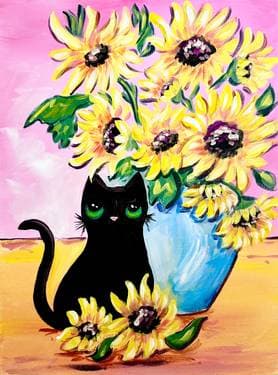 Van Gogh's Sunflower Cat - Paint and sip event at Dog Haus Canoga Park in Canoga Park, CA - PaintNite.com