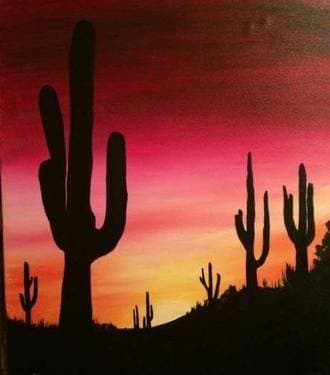Cactus Sunset 1 - Paint Nite event in Brentwood, CA