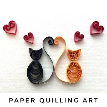 Cats in Love - Paper Quilling - Paint and sip event at Left Field Brewery - Liberty Village in Toronto, ON - PaintNite.com