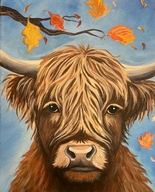 Happy Fall Highlander - Paint and sip event at Tipsy Cow in galt, CA - PaintNite.com