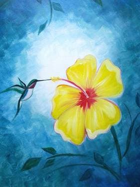 Hibiscus and Hummingbird - Paint and sip event at The Old Spaghetti Factory - Roseville in Roseville, CA - PaintNite.com