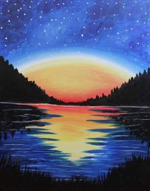 High Peaks Starry Night - Paint and sip event at Pizza Factory - Willow Glen in San Jose, CA - PaintNite.com