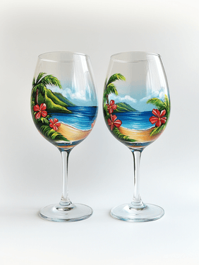 The Ocean Calls Me Wine Glasses - Paint and sip event at Mission Boathouse in BEVERLY, MA - PaintNite.com