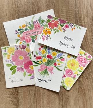Watercolor Floral Greeting Cards - Paint and sip event at Lone Star Texas Grill Milton in Milton, ON - PaintNite.com