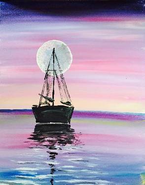 "Starlight Island" canvas painting at Mighty Squirrel Fenway — Painting