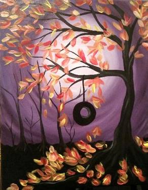 Autumn Swing in the Park — Painting