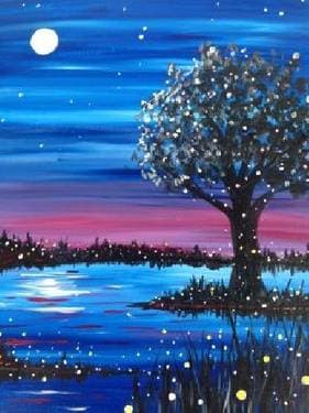 Flight of the Fireflies - Paint and sip event at Brasserie Le Manoir Lachine in Lachine, QC - PaintNite.com