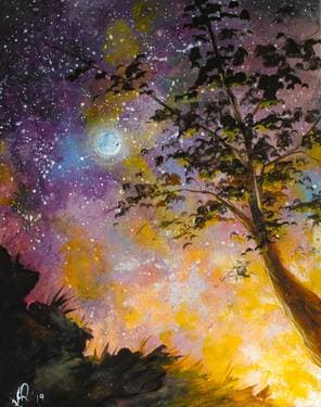 Purple Starry Night - Paint Nite event in Boston, MA