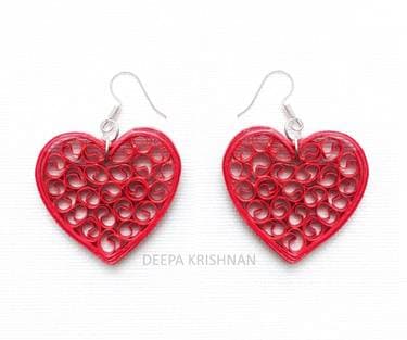 Heart Earrings - Paper Quilling with Deepa Krishnan