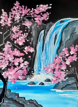 The Cherry Blossom Waterfall - Paint and sip event at Boston Pizza Milton in Milton, ON - PaintNite.com