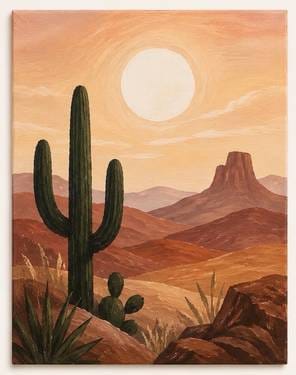 Desert Sunset Landscape at Mountain Mike's in Napa — Painting
