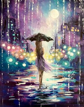 Slow Down Sunday Virtual Paint Nite w/ Joyce of Art!! Walking in the Rain Abstract — Painting