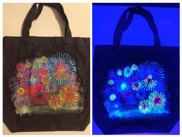 Black Light Firework Tote Bag - Paint and sip event at New Salem Cider in New Salem, MA - PaintNite.com