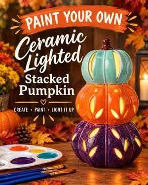 Lighted Stacked Ceramic Pumpkins — Painting