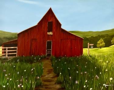 Path to the Old Red Barn and Perch + Plow — Painting