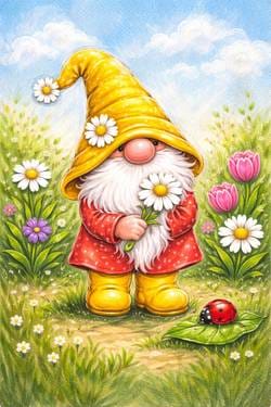 Daisy Gnome Garden — Painting