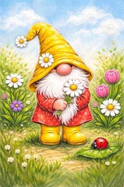 Daisy Gnome Garden - Paint and sip event at Mountain Mike's Pizza in Mountain View, CA - PaintNite.com