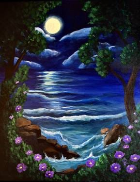 Sunday Moonlit Ocean Vibes — Painting