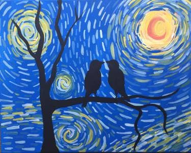Starry Night Love Birds - Paint Nite event in Murray , UT
