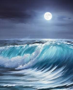 Moonlit Crashing Waves 3 - Paint and sip event at Keenan's Irish Pub (Milton) in Milton, ON - PaintNite.com