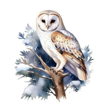 WATERCOLOR Barn Owl with Jade Scarlett