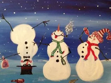 Drunken Snowmen at Cascade Grill At Jubitz — Painting