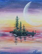 Crescent Moon rising over Stoney Island Dock thumbnail