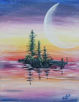 Crescent Moon rising over Stoney Island Dock thumbnail