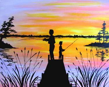 Dawn Fishing with Dad — Painting