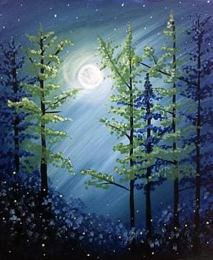 Midnight Forest - Paint and sip event at El Tapatio - Auburn in Auburn, CA - PaintNite.com