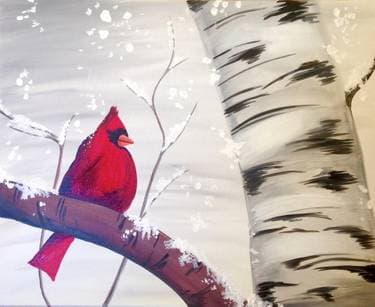 Snowy Bird - Paint and sip event at Boston Pizza Simcoe in Simcoe, ON - PaintNite.com