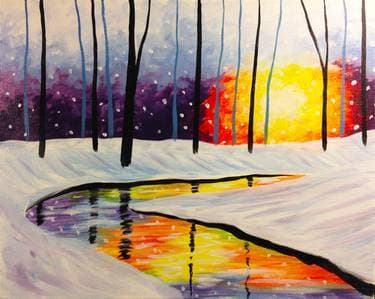 Reflections of Winter - Paint and sip event at Penny Weight Hotel in Boston, MA - PaintNite.com