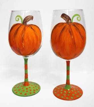 Pumpkin Patch WINE GLASSES - Paint and sip event at Boston Pizza_Main St W in Hamilton, ON - PaintNite.com