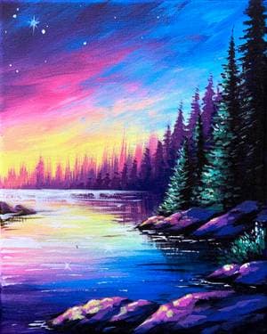 Sunset by the rocks - Paint and sip event at Gametime Bar and Grill in PEORIA, AZ - PaintNite.com