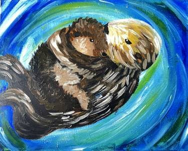 Otterly Adorable Family - Paint and sip event at Mountain Mike's Pizza in Santa Rosa Ave, CA - PaintNite.com